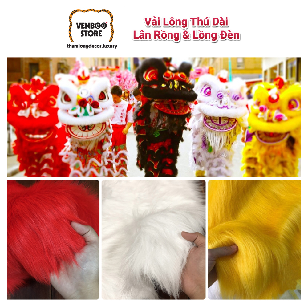 Vải lông lân sư rồng venboo | vải lông dài may đầu lân quần áo lân giá sỉ | vải lông làm lồng đèn trung thu | 2sg