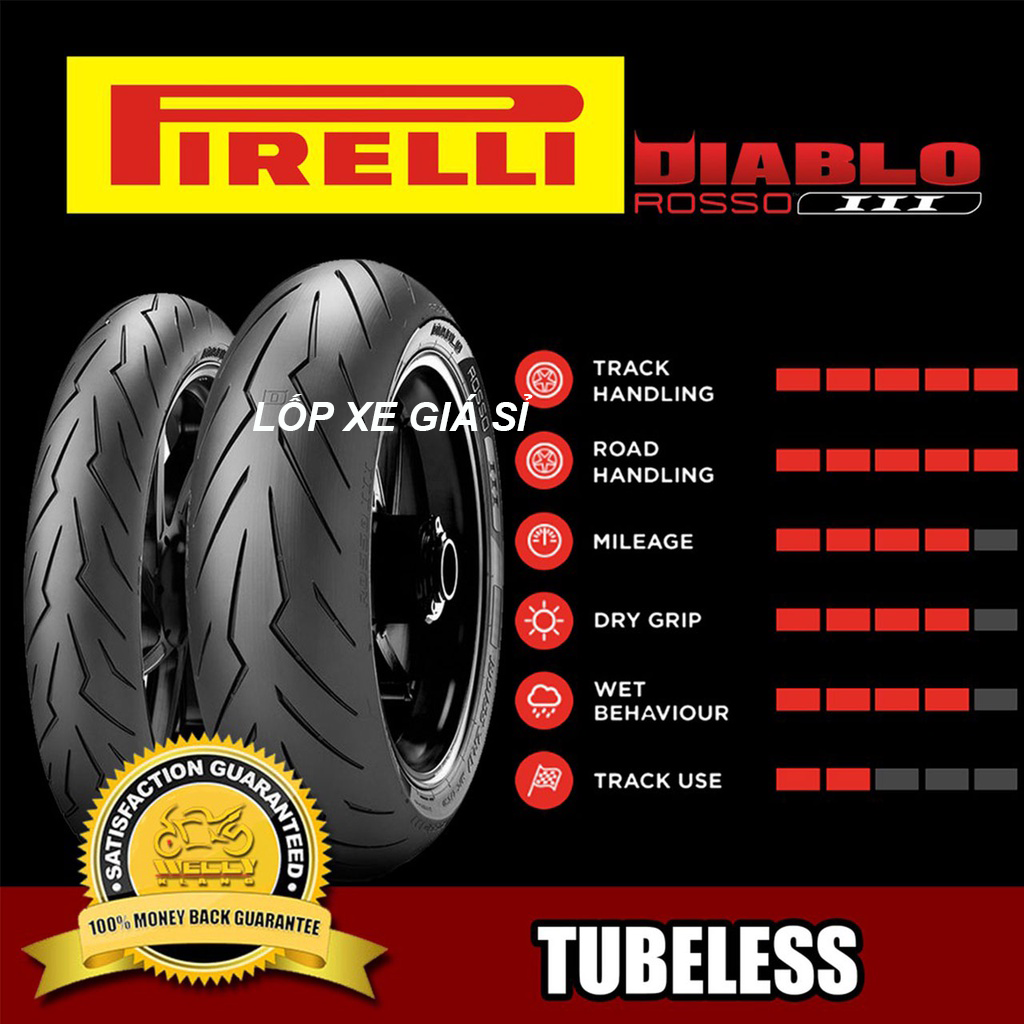 Vỏ lốp xe Pirelli Rosso IIIcho MOTOR YAMAHA, KAWASAKI, KTM, HONDA 100 80
