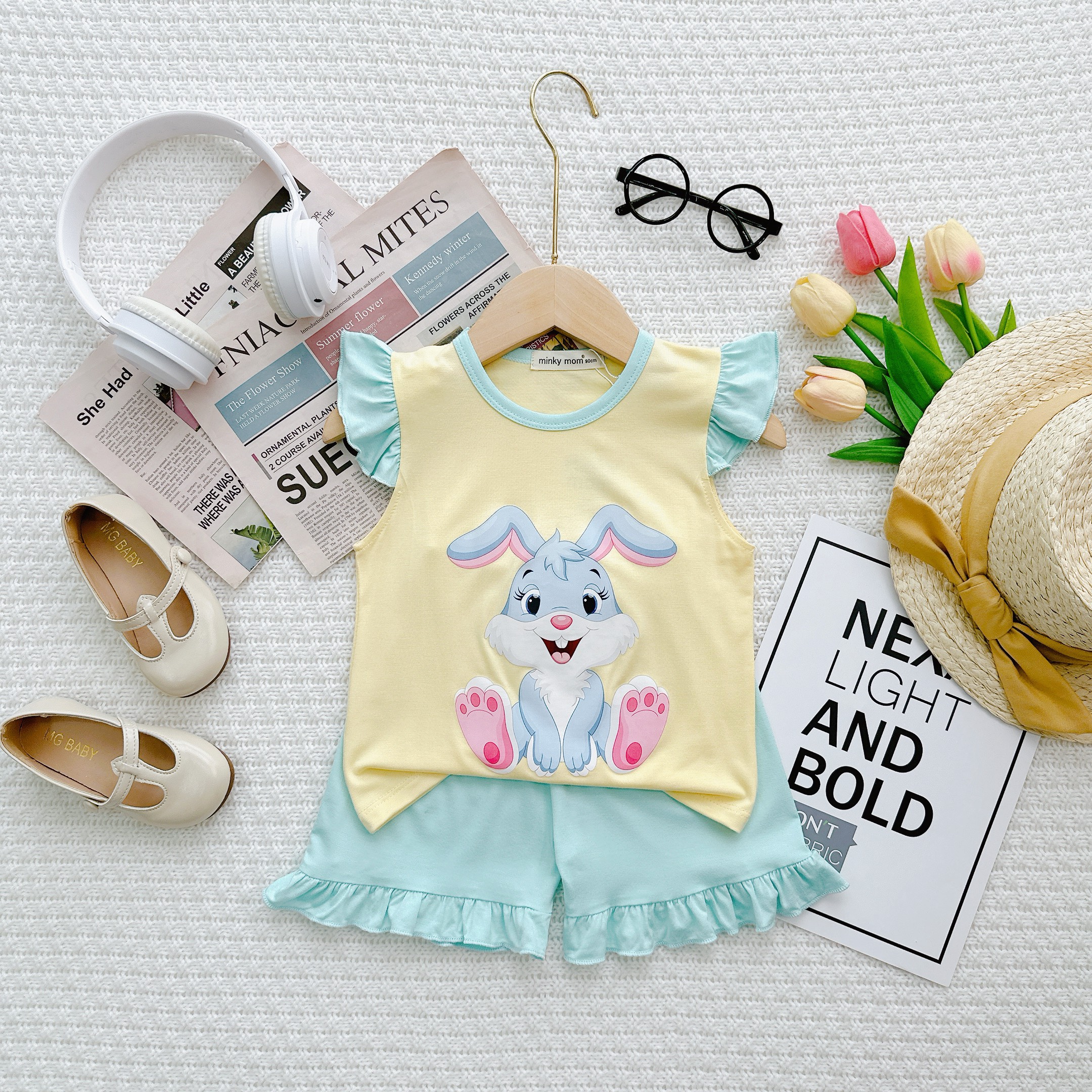 Bộ Cộc Tay Thun Lạnh Minky Mon Dẽ Thương Mềm Mịn Thoáng Mát Cho Bé Gái 7-27kg - 2