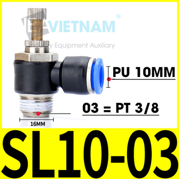 Van tiết lưu điều chỉnh khí nén sl 10-03 g3/8 ren 17mm sl10-03