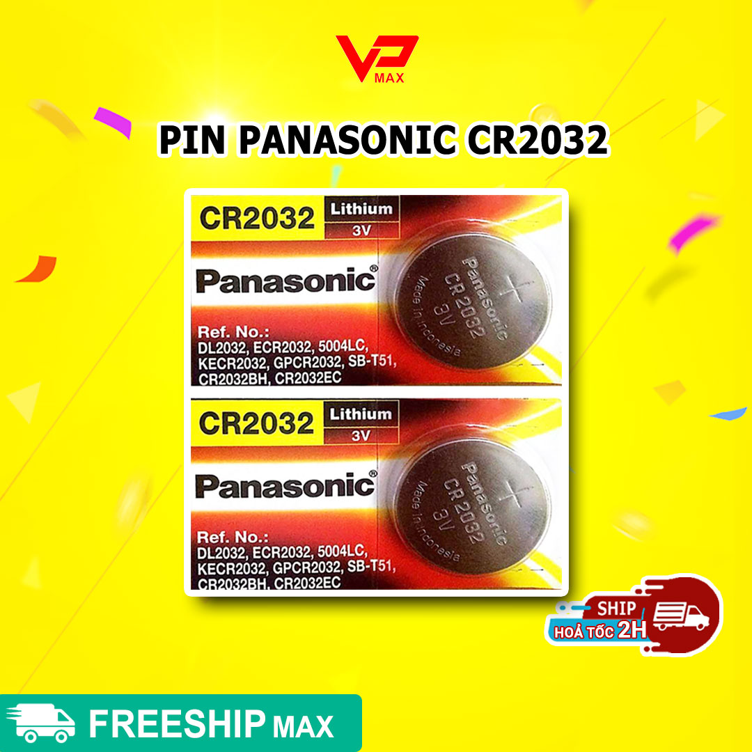 Combo 2 viên pin nút áo Panasonic CR 2032 2025 Lithium 3V - dùng cho điều khiển từ xa, chìa khóa điện tử xe ô tô, máy tính cầm tay... - vpmax