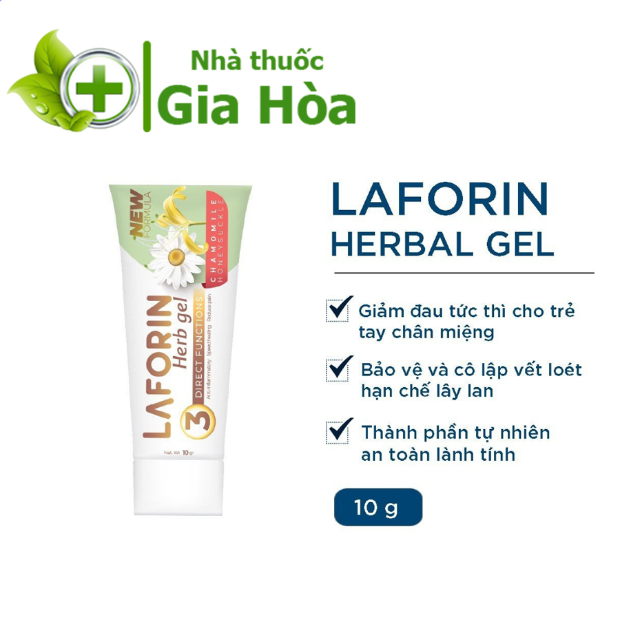 Gel bôi niêm mạc miệng Laforin Herbgel giảm sưng nướu, nhiệt miệng, lợi, tay chân miệng, giảm đau mọc răng ở bé