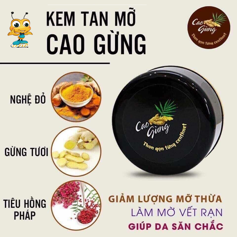 Cao gừng tan mỡ bụng , kem tan mỡ cao gừng - kem tan mỡ cao gừng cát tường đánh tan mỡ bụng đùi hông mông - được bào chế hoàn toàn từ 100% các thảo dược tự nhiên.