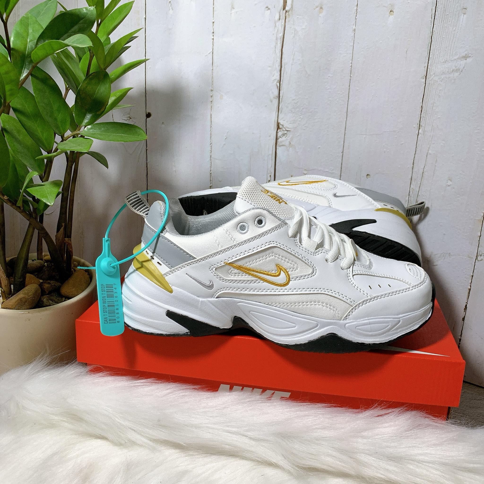 Giày thể thao cặp nam nữ trắng tekno-m2k da thật cao su - kèm hộp