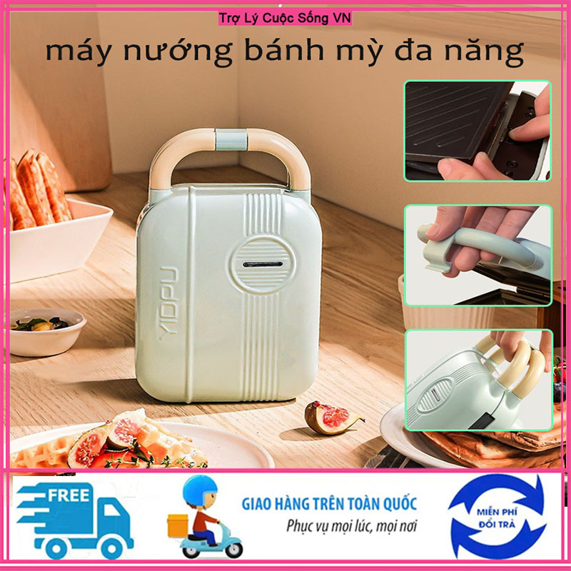 Máy nướng bánh mỳ Sandwich Máy nướng bánh mì Máy làm bánh quế 650W làm nóng nhanh máy nướng bánh mì y tế bằng đá chống dính thịt nướng trứng tráng