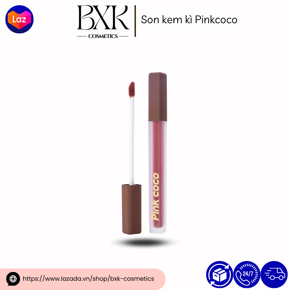 Son Kem Lì PinkCoco Hot trend 6 màu trẻ trung lâu trôi dưỡng ẩm chống nước chất son mịn không vón cục dễ sử dụng