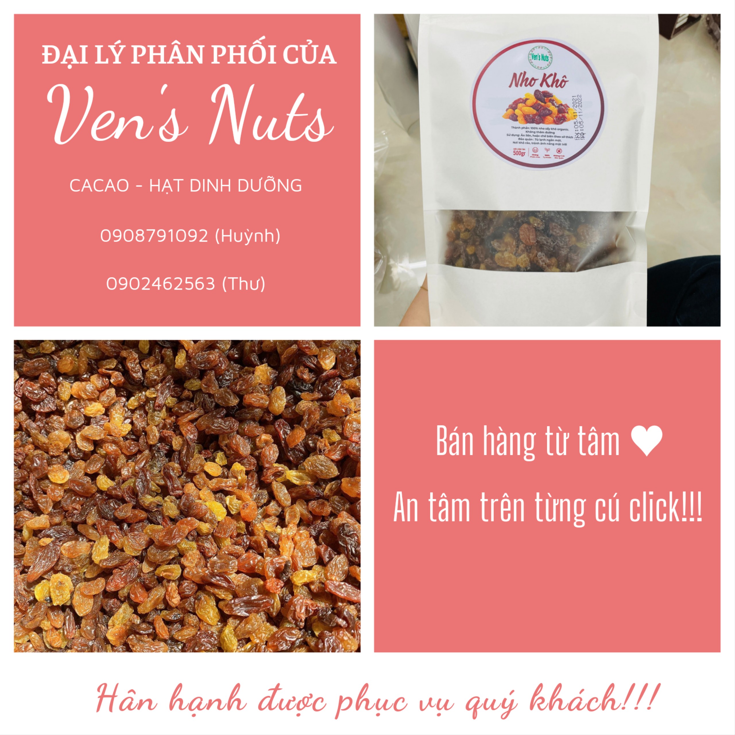 Nho khô - nho nâu ấn độ - malayar- 500gr
