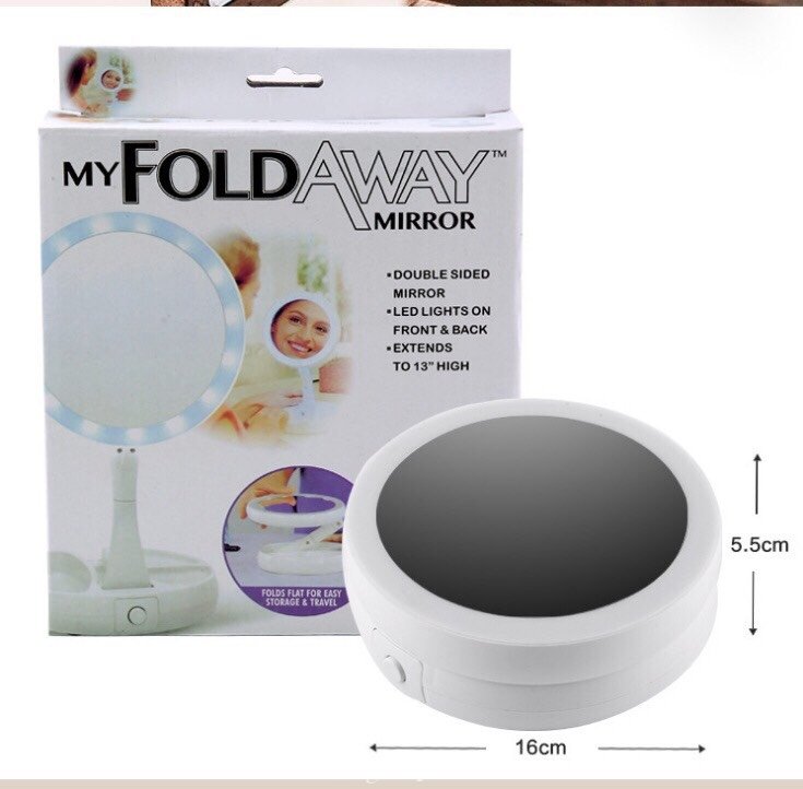 Gương trang điểm gấp gọn có đèn led