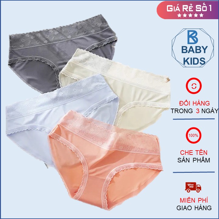 Combo 5 quần lót lụa siêu mỏng phối ren giấu đường may quyến rũ cho nữ, quần lót lụa lanh cạp cao kháng khuẩn chống lộ, quần lót su lụa, quần lụa băng