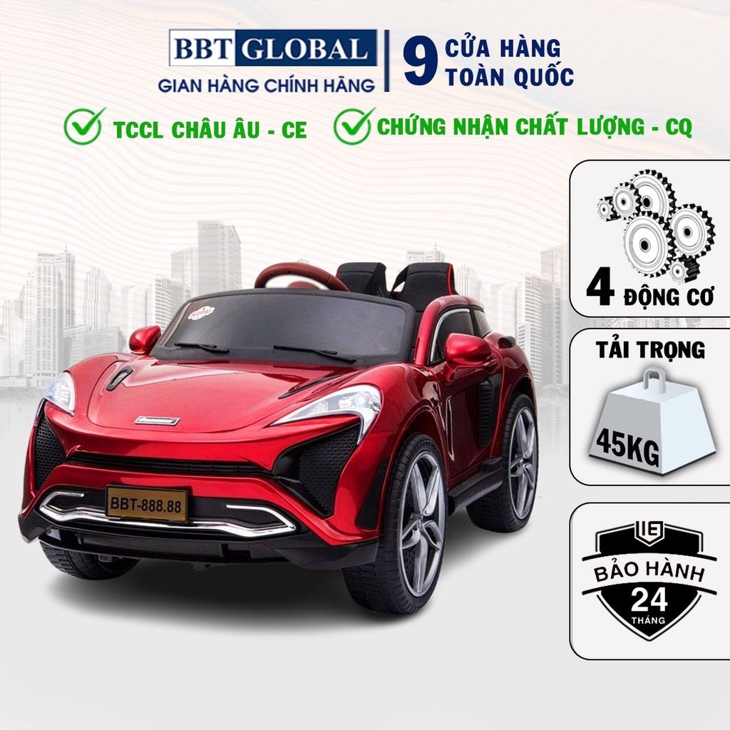 [FREESHIP HN, HCM + BH 2 năm] Xe Ô tô điện trẻ em BBT Global dáng Mclaren chính hãng BBT Global 888.88 - Tặng quạt tích điện