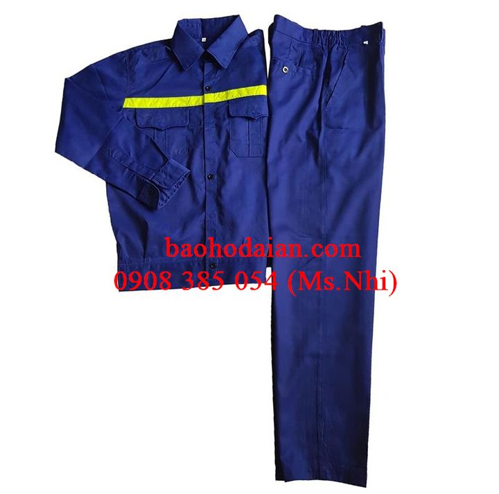 Quần áo bảo hộ lao động DN08 vải kaki Nam Định thoáng mát may kèm phản quang- Hình thật