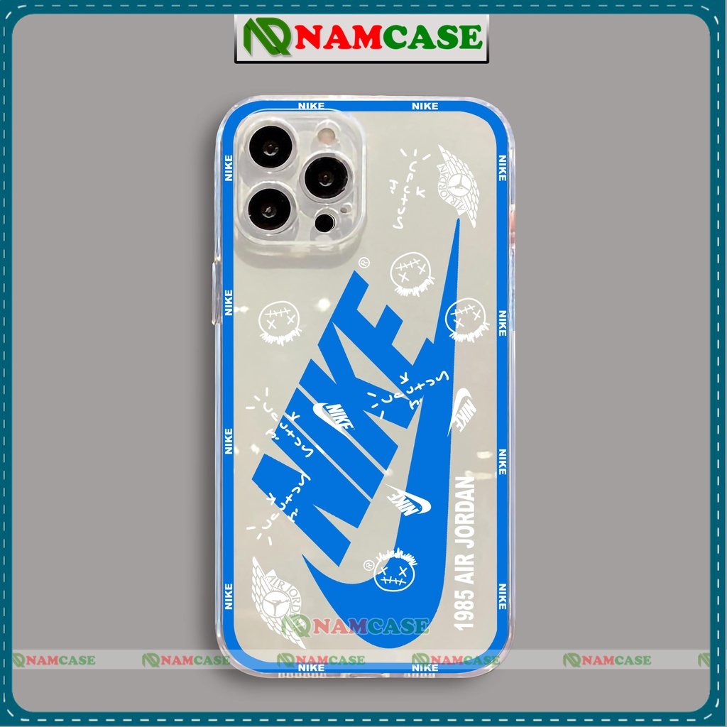 Ốp lưng iPhone Nike chống sốc cạnh viền vuông Silicon trong suốt cho iphone 6/6s/7/8/X/XS/11/12/13 Pro Plus Max