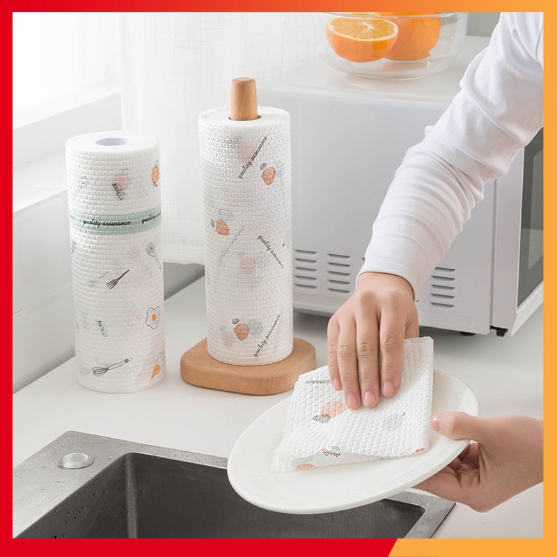CUỘN GIẤY LAU, KHĂN LAU NHÀ BẾP, LY TÁCH, CHÉN DĨA TIỆN LỢI - CUỘN GIẤY LAU HOA VĂN CHẤT LIỆU RAYON CÓ THỂ GIẶT ĐƯỢC