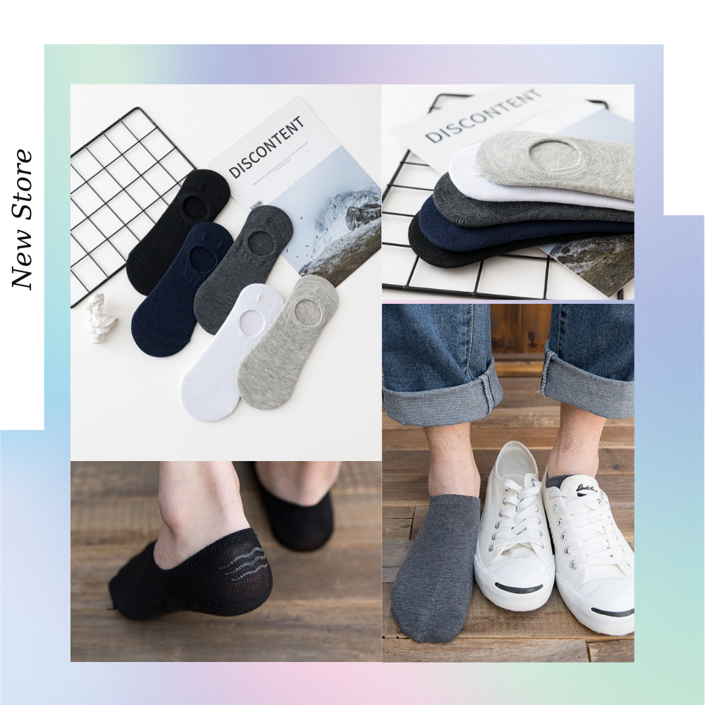 Tất nam cổ ngắn mang giày lười đi mùa hè chất liệu cotton thoáng mát chống hôi chân - T037