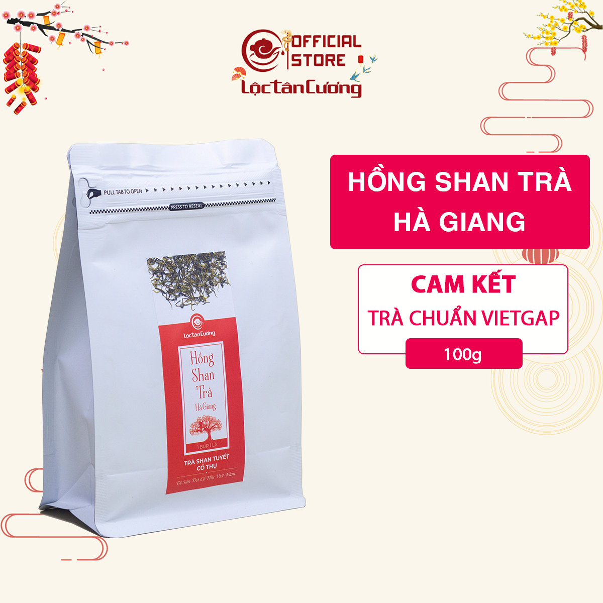 Hồng trà shan tuyết hà giang lộc tân cương túi 100g - hồng trà cổ thụ cao cấp