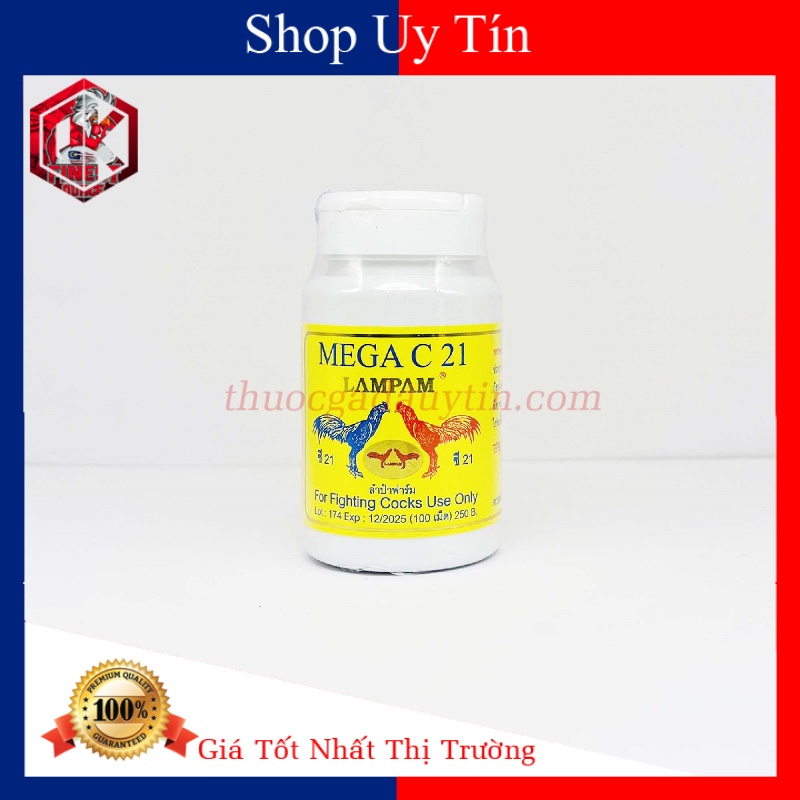 Mega c21 dinh dưỡng nuôi gà đá cao cấp thailan hộp 100 viên