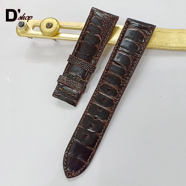 Dây Đồng Hồ Da Đà Điểu Vây Chân nam size 22mm màu NÂU cao cấp