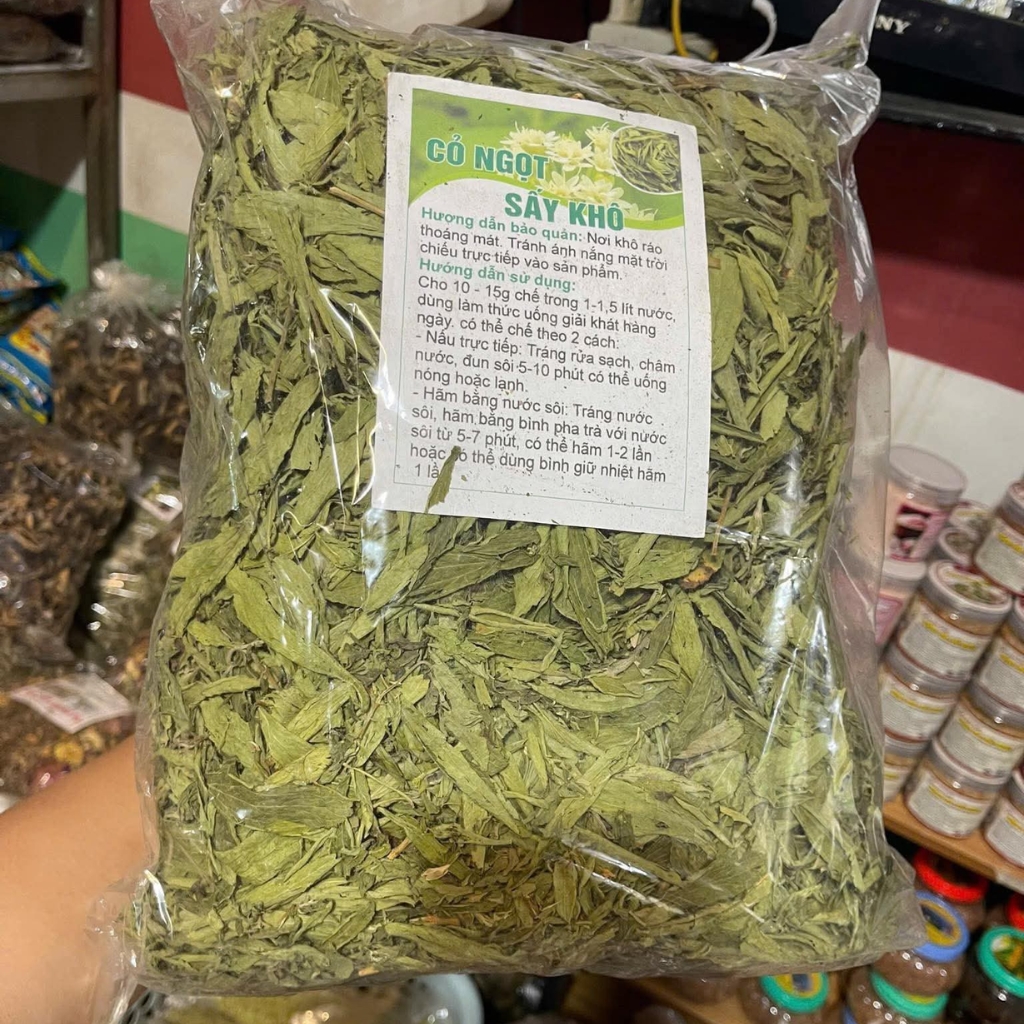 Trà cỏ ngọt nguyên lá (500g, 1kg) sấy lạnh thượng hạng, giảm cân đường ăn kiêng 0 calo. Lá cỏ ngọt khô hữu cơ pha trà