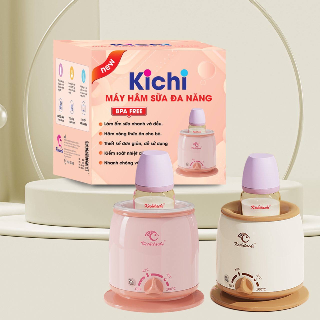 Máy hâm sữa kichi, máy ủ sữa , thức ăn 3 chức năng