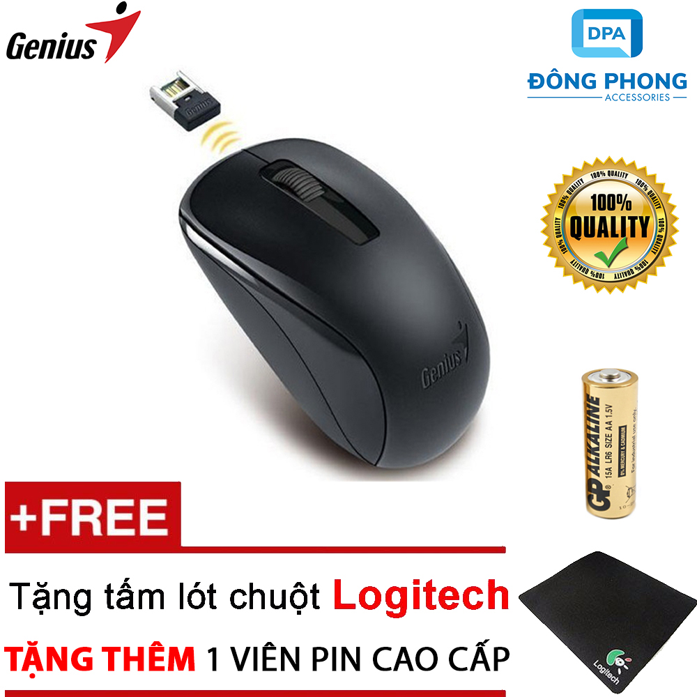 Combo Chuột Genius Không Dây Tặng Kèm Lót Chuột Và Pin Cao Cấp