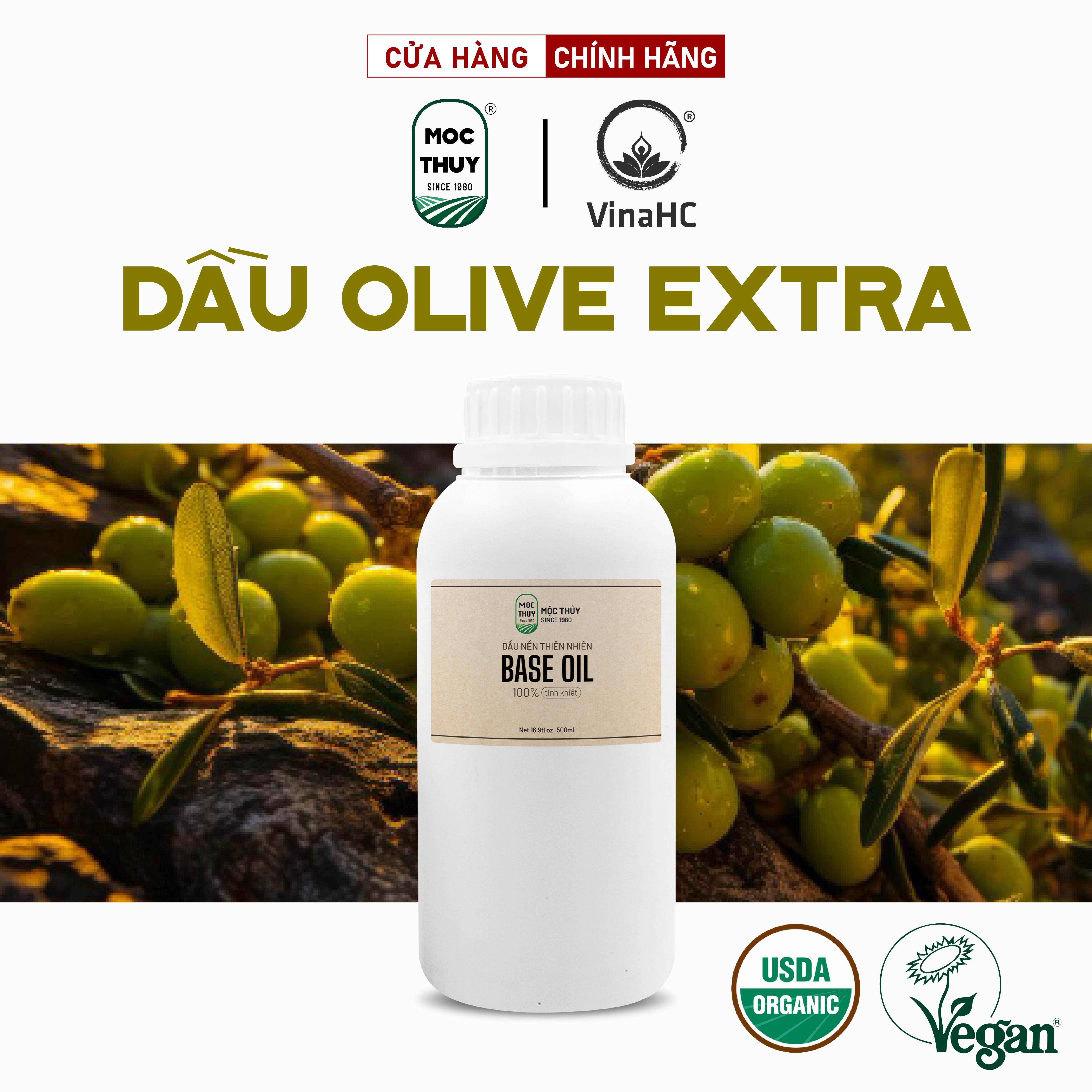 Dầu Olive Extra Mộc Thủy - Dưỡng trắng da, giảm mụn, dưỡng ẩm da, tẩy lớp trang điểm sạch sâu - Dung tích 500ML/1L/5L