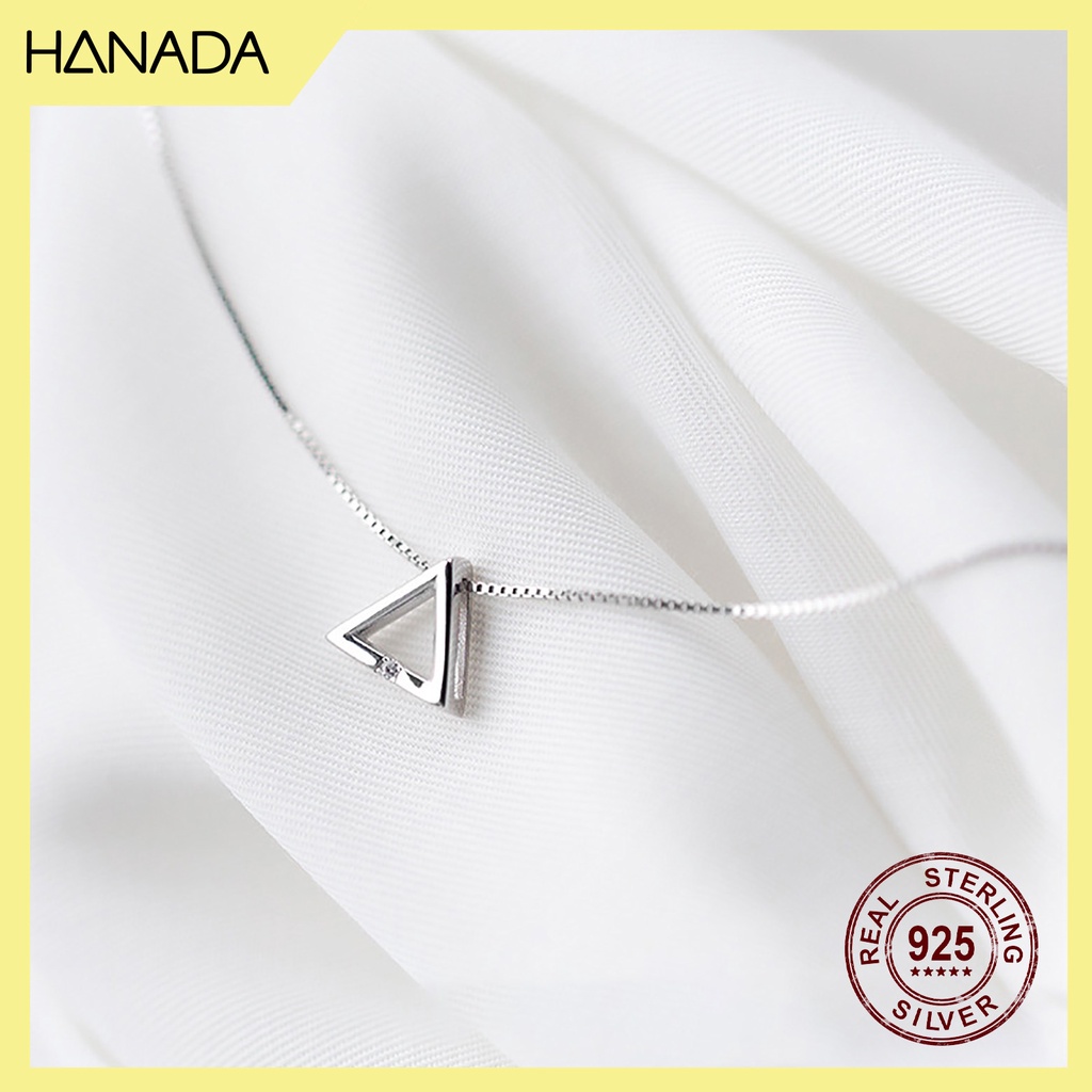 Dây chuyền bạc 925 hanada tam gíac một hạt đá 0159 i2