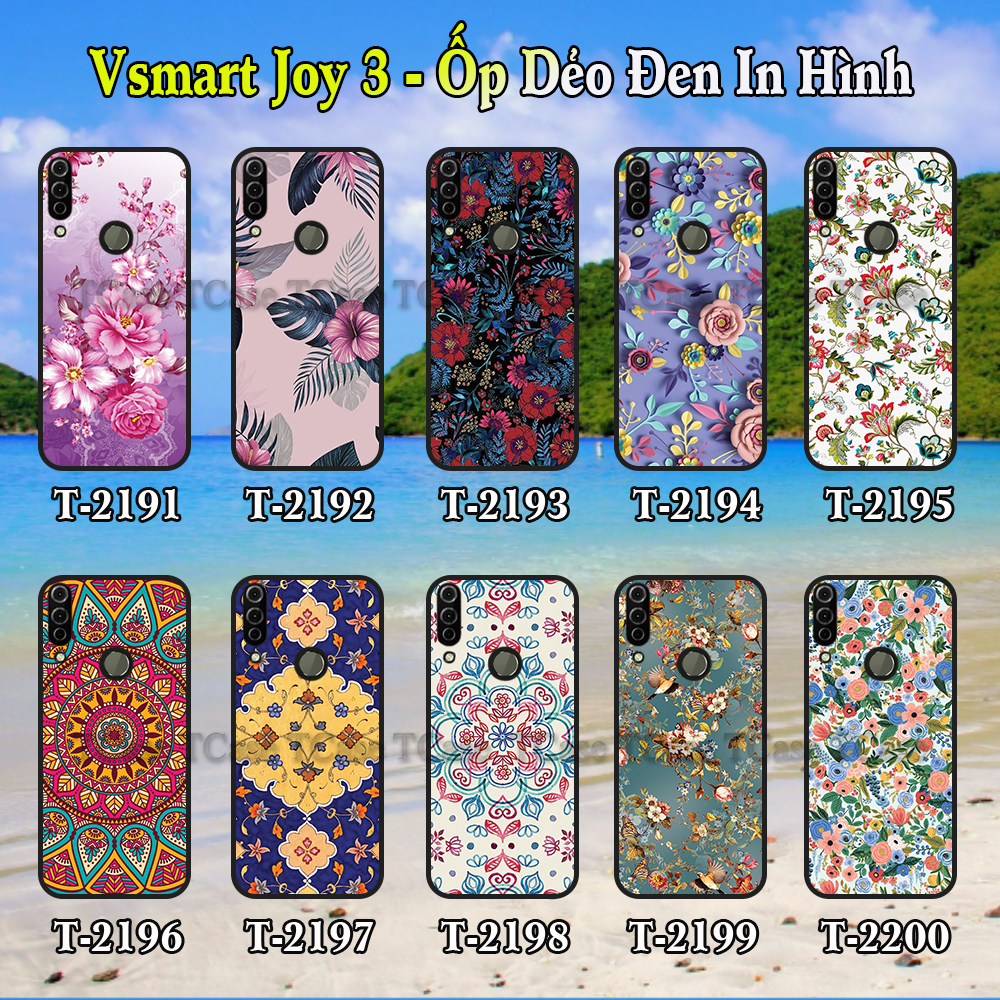 [HCM]Ốp lưng Vsmart Joy 3 dẻo đen in hình Họa Tiết Hoa Đẹp