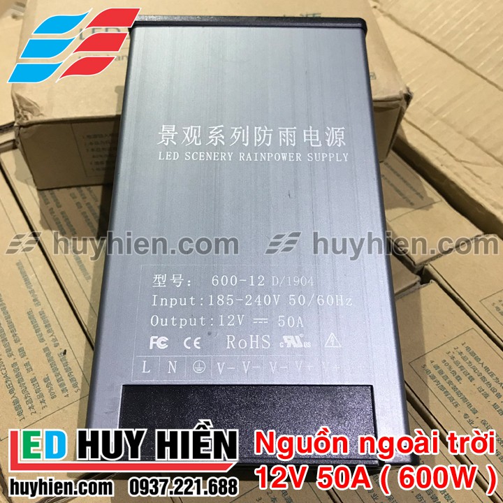 Nguồn led 12v 50a ngoài trời vỏ nhôm _ nguồn led 12v 600w ngoài trời