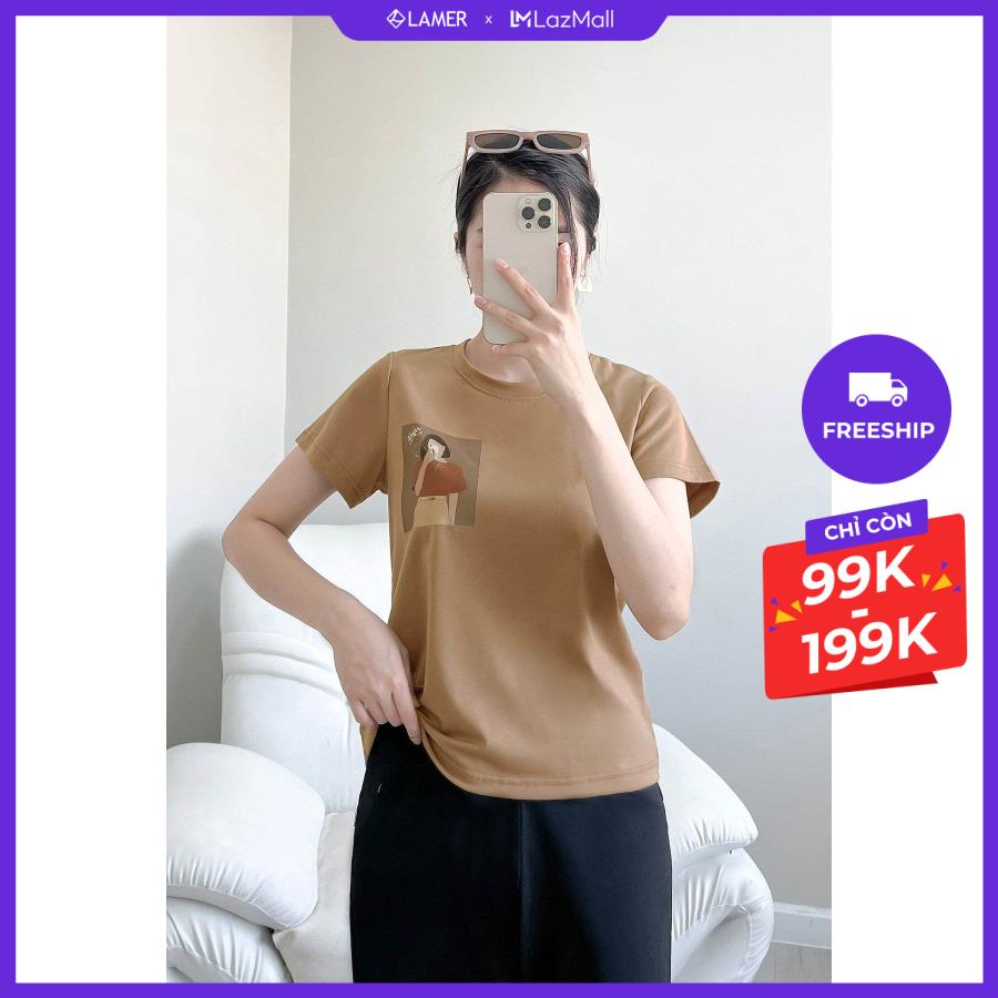 Áo thun vientran in hình cô gái v61s22h037