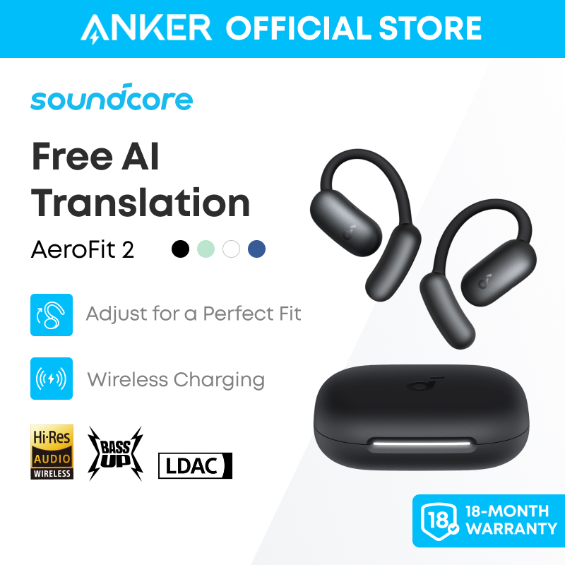 Tai nghe bluetooth Open-Ear soundcore AeroFit 2 | Tai nghe không dây | Móc tai tùy chỉnh | Chống nước và bụi IP55