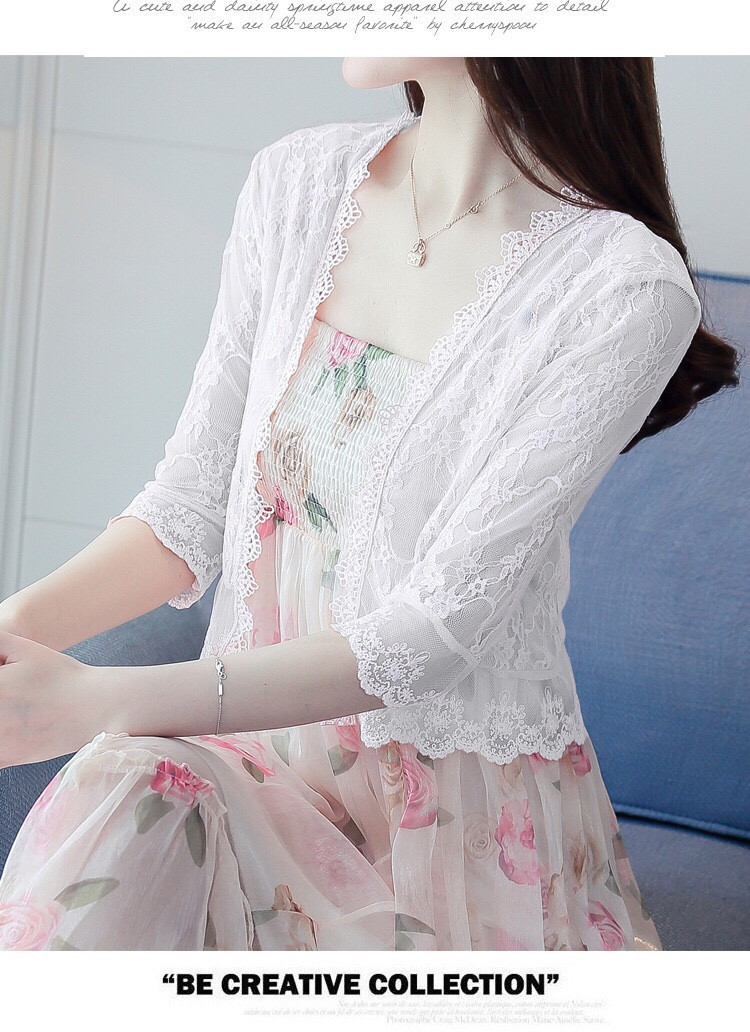Áo khoác ren co giãn nhẹ tay lửng - đi chơi - đi tiệc - công sở - dạo phố