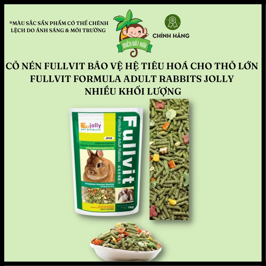 Thức ăn thỏ bọ - Cỏ nén Fullvit bổ sung dinh dưỡng cho thỏ lớn Jolly 500 gram, 1kg, 2.5kg dành cho thỏ