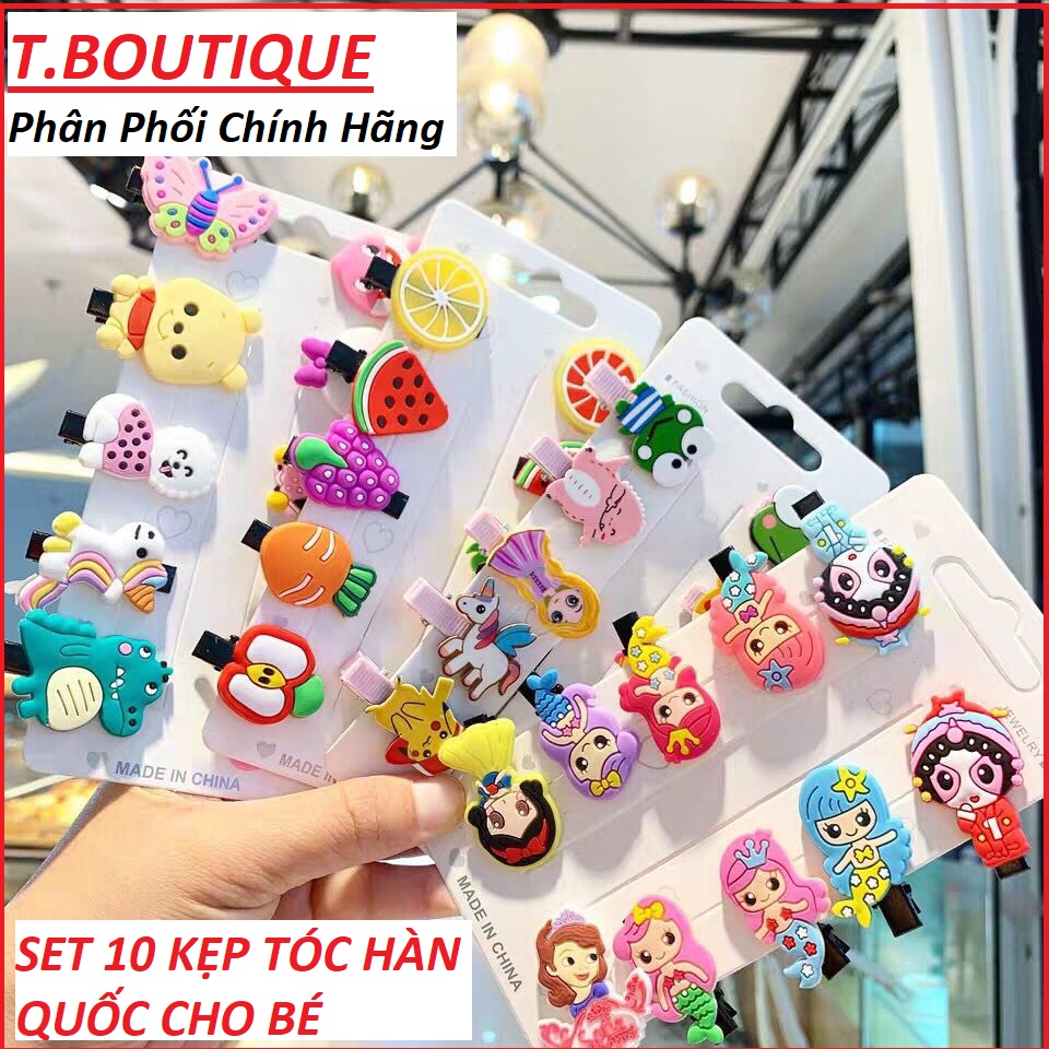 Set 10 kẹp tóc xinh xắn dễ thương phong cách Hàn Quốc cho bé yêu