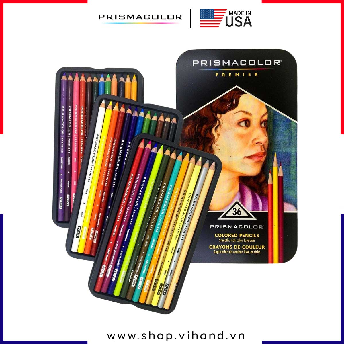 [VIHAND - CHÍNH HÃNG] Bộ bút chì màu hạng họa sĩ Prismacolor Premier Soft Core - 36 Màu