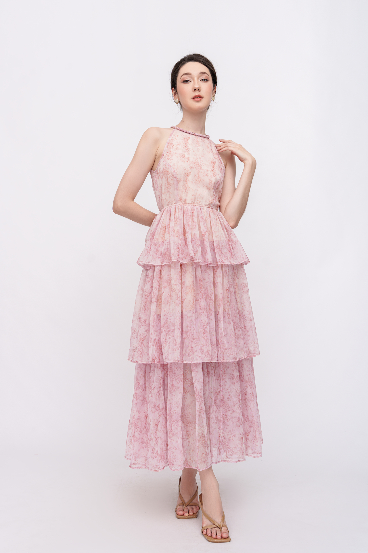 Des Fleurs - Váy dài 3 tầng tơ hoa La vi en Rose