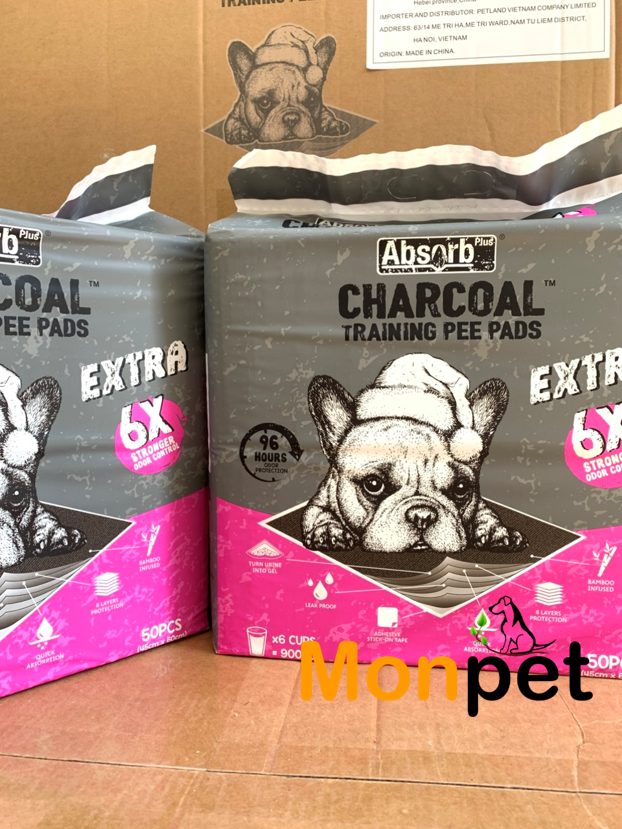 Tã Lót Cho Chó, Tấm Miếng Lót Than Hoạt Tính CHARCOAL Absorb Plus 6X Vệ Sinh Cho Chó Mèo PETLAND