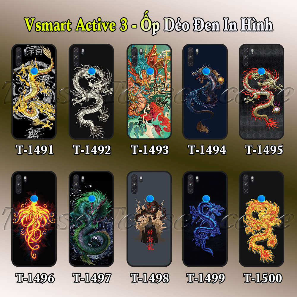 Ốp lưng Vsmart Active 3 dẻo đen in hình Rồng đẹp