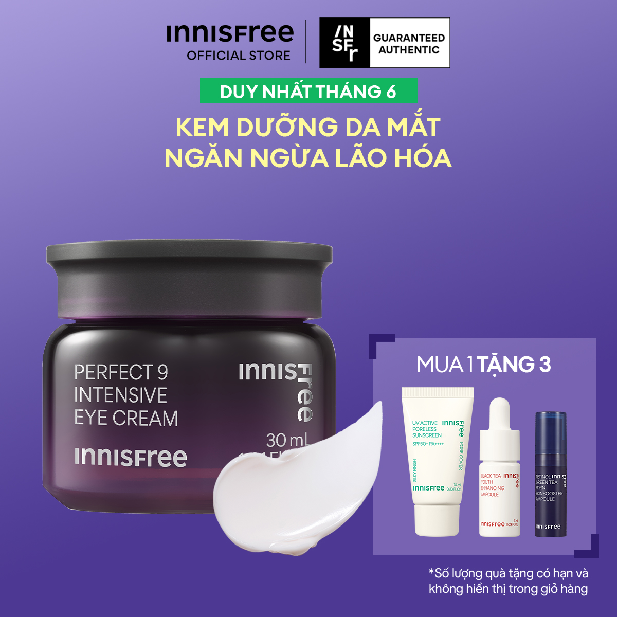Kem dưỡng vùng da mắt ngăn ngừa lão hóa chuyên sâu INNISFREE Perfect 9 Intensive Eye Cream 30 mL