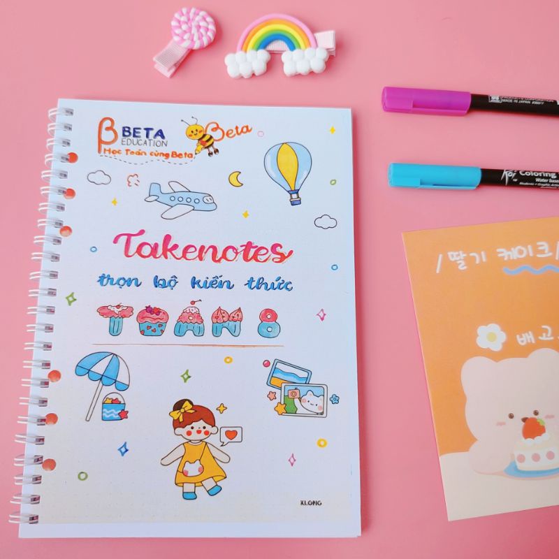 SỔ giấy lò xo trang trí sticker TOÁN 8
