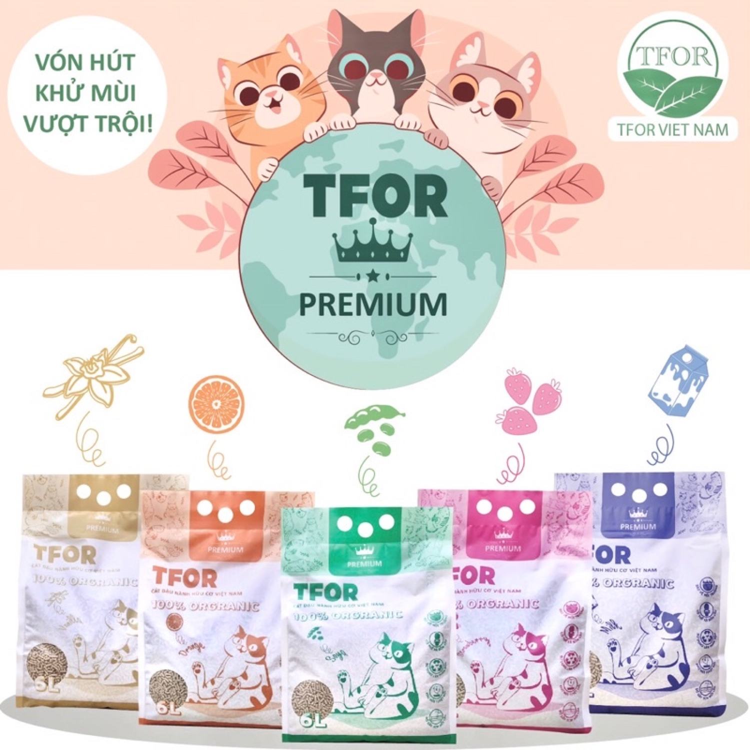 Cát đậu nành tfor premium 6l