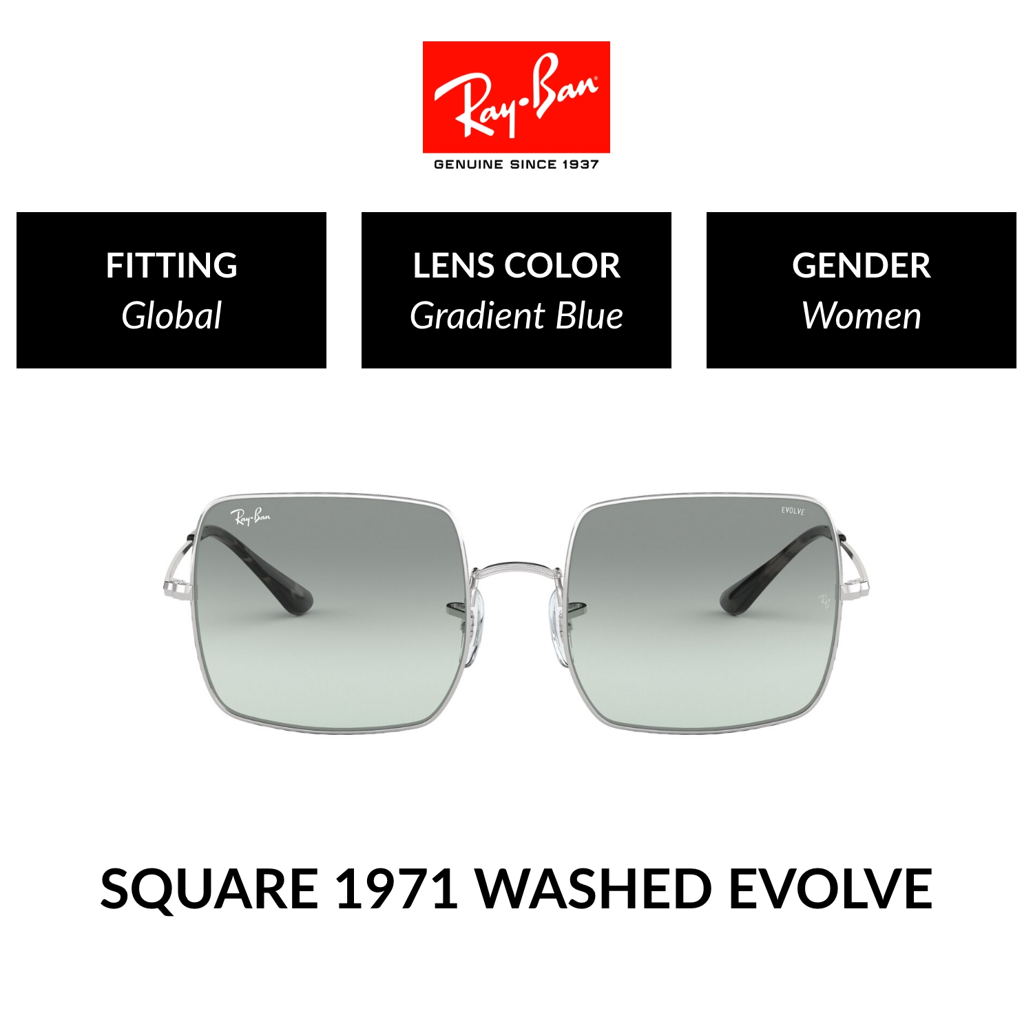 Mắt kính ray-ban square - rb1971 9149ad - kính mát size 54