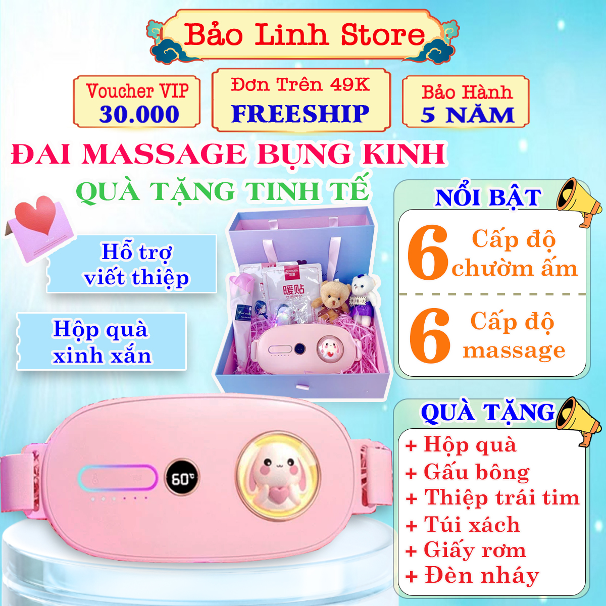 Đai chườm ấm bụng kinh nguyệt chính hãng zlife, máy massage giảm đau bụng kì kinh nguyệt với 5 chế độ massage 4 cấp độ nhiệt giảm đau lưng làm tử cung khi đến kì, đai rung nóng giảm mỡ bụng hiệu quả