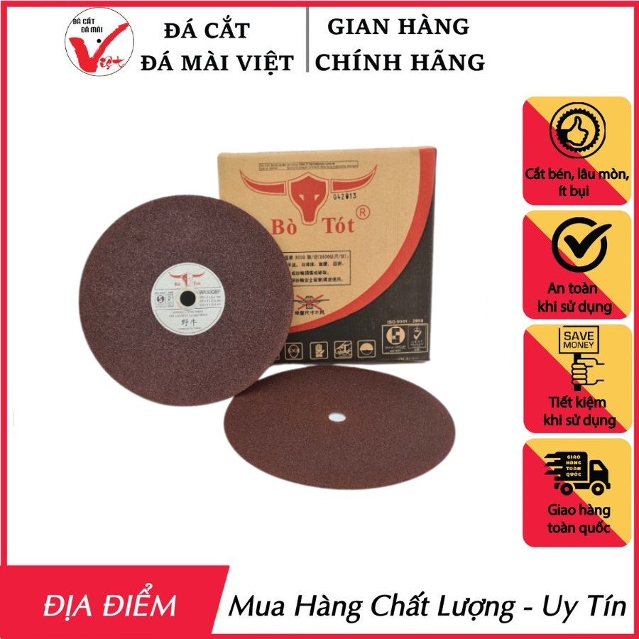Đá cắt bò tót 3,5 tấc - chuyên cắt sắt, cắt inox bén, lâu mòn, không bụi