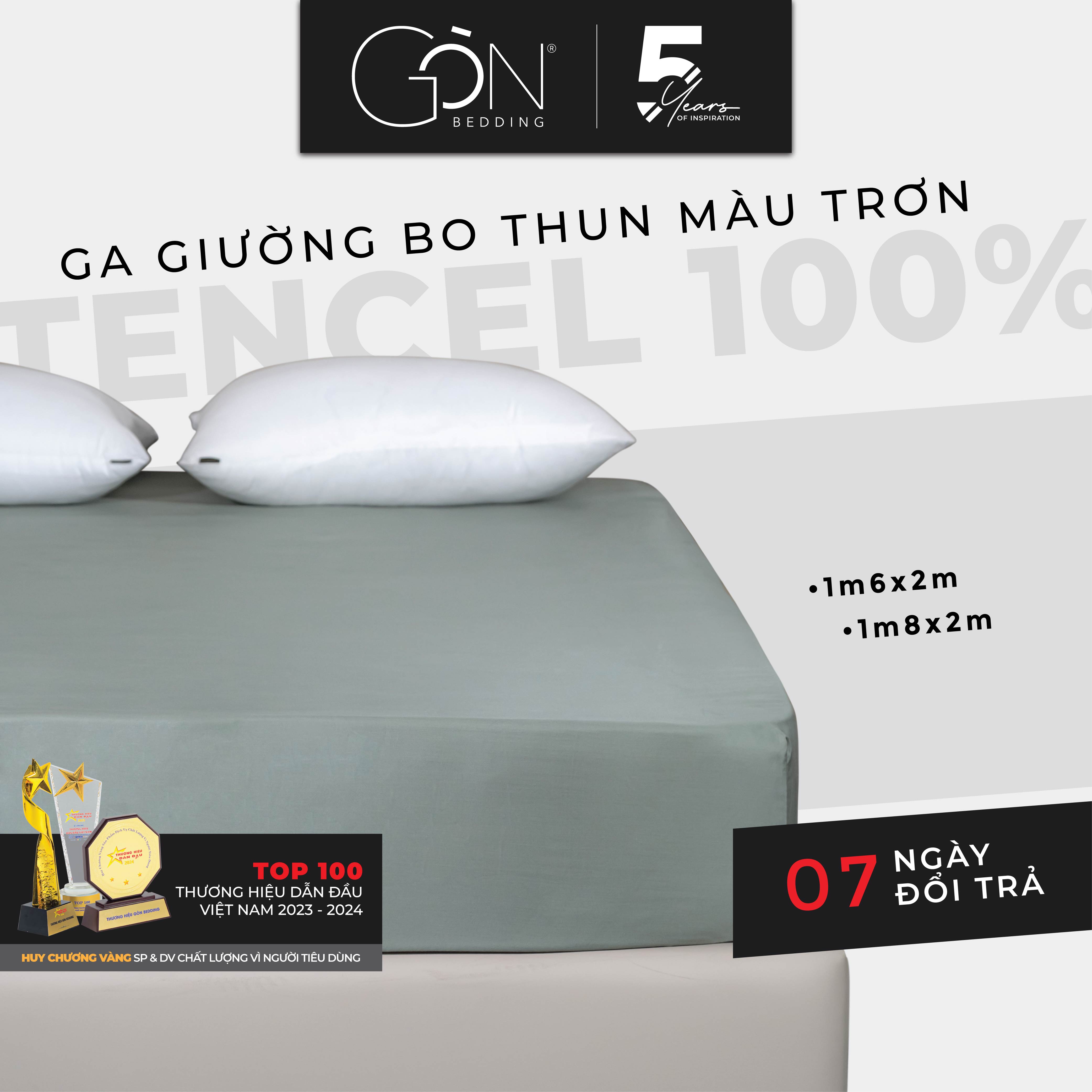 Ga Giường Lụa TENCEL Gòn Bedding Cao Cấp Bo Thun Màu Trơn - Kích Thước 1m6x2m, 1m8x2m (24 màu)