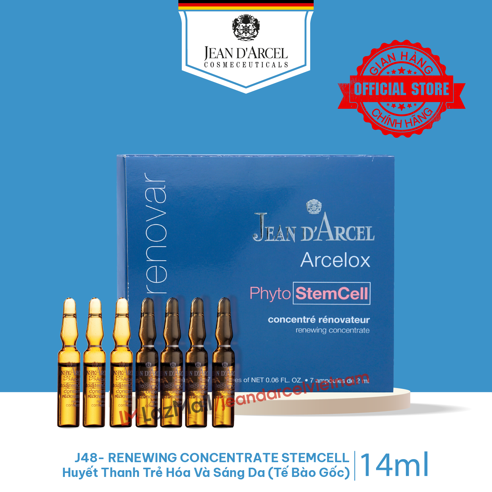 J48 Huyết thanh trẻ hóa và sáng da - Renewing Concentrate Stemcell 7x2ml - Jean d'Arcel