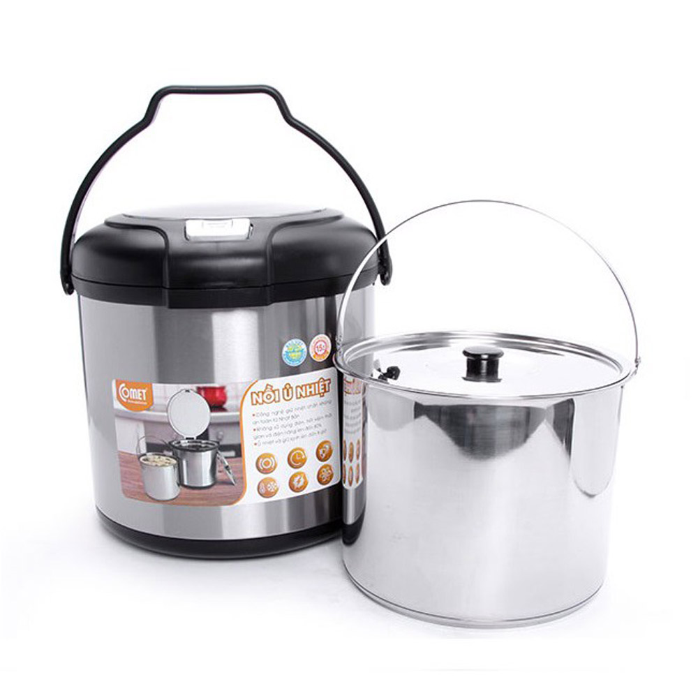NỒI Ủ NHIỆT COMET CM7661B - Làm nóng bằng công nghệ chống nhiệt chân không từ Nhật Bản an toàn, nồi giữ nhiệt hiệu quả với thời gian dài 8 giờ với cả khả năng giữ nóng và giữ lạnh.