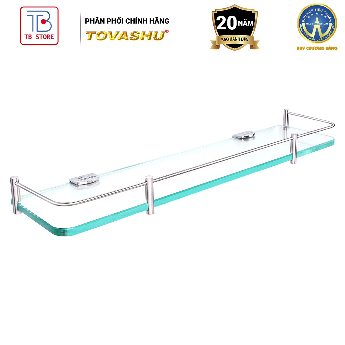 Kệ kiếng cường lực, kệ nhà tắm, kệ kính để đồ dùng vệ sinh cá nhân, kệ kiếng cường lực tovashu - inox 304 a9 - bảo hành 20 năm