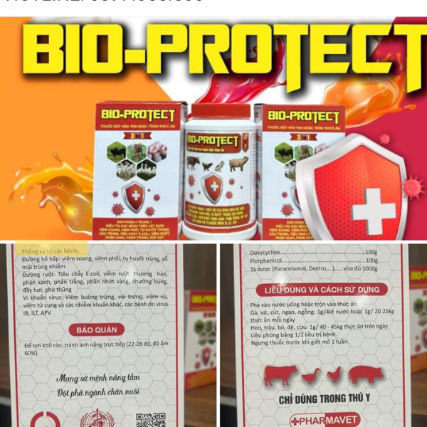 COMBO 3 GÓI BIO-PROTECT GIÚP CHO VẬT NUÔI KHỎE MẠNH gói 100g