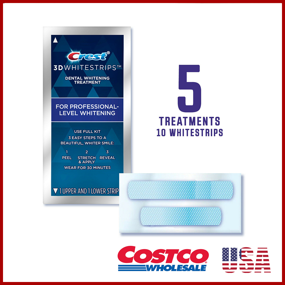 5 gói dán trắng răng Crest 3D WHITE Whitestrips Professional Effects (HÀNG LOẠI 1 CỦA CREST, COSTCO MỸ)