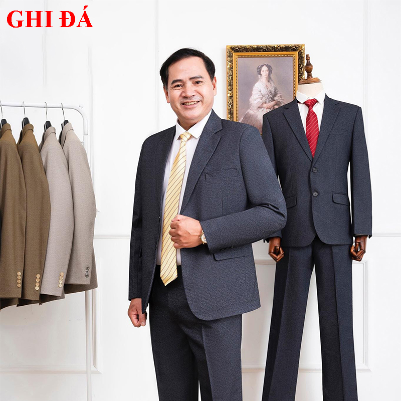 Bộ áo vest nam Trung niên VNXK Ghi đá ( Gồm Áo Vest + Quần âu) dáng suông vải nhập khẩu cao cấp